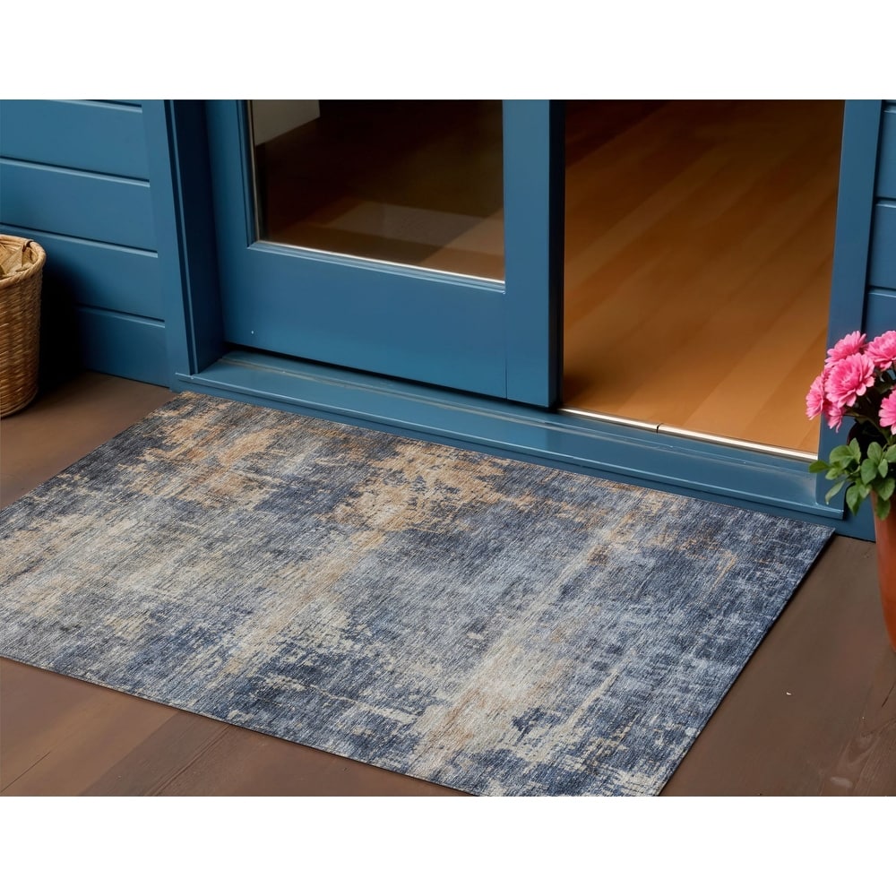 HomeRoots Abstract Transitional Rectangle Outdoor Rug