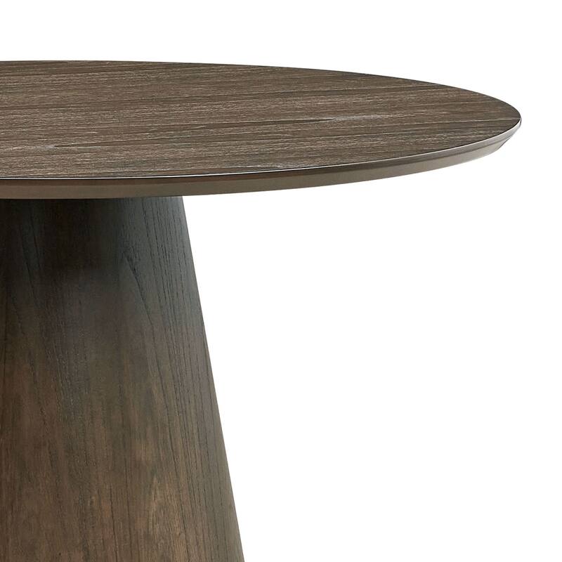 47.24'' Round Modern Style MDF Wood Dining Table for Kitchen, Living Room, Cafe, Stylish Leisure Desk with Sturdy Cylind