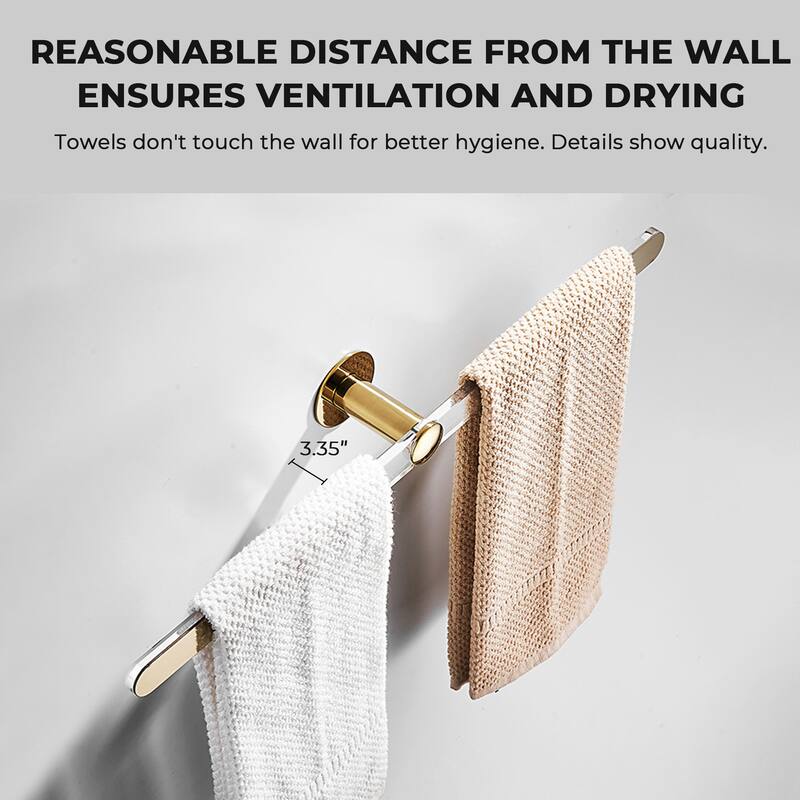 Modern Minimalist Gold Acrylic Towel Bar Towel Rack for Bathroom & Kitchen - 0.98'' H X 19.68'' L X 2.75'' D