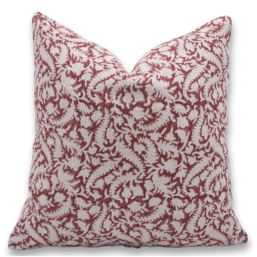 Fabdivine Handmade Floral Block Print Linen Pillow Boho Home Décor Accent Cover
