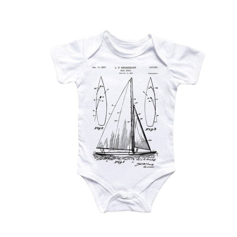 Sailboat Nautical Boat - Baby Boy Girl Clothes Infant Bodysuit Funny Cute Newborn 5 - White - 6-9M