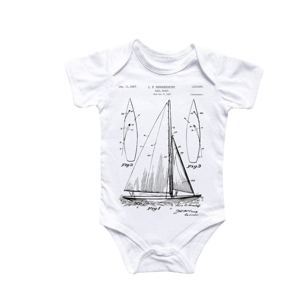 Sailboat Nautical Boat - Baby Boy Girl Clothes Infant Bodysuit Funny Cute Newborn 5