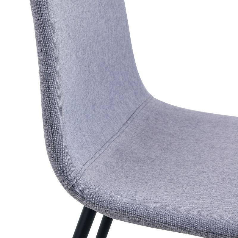 Set of 4 Modern Dining Chairs - Breathable Linen-Cotton Upholstery & Sturdy Integrated Metal Legs