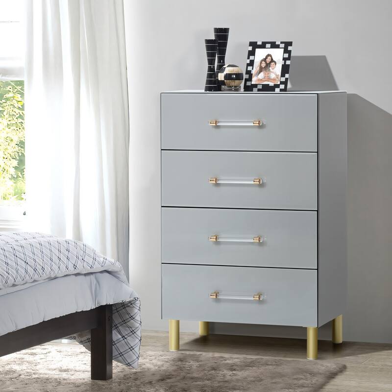 Modern Light Gray 37.3" Tall 4-Drawer Chest