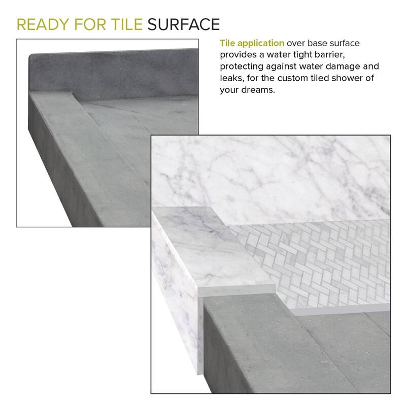 Transolid FTT4940C Ready to Tile 49 L x 40.5 W Shower Base in Dark Grey - Center