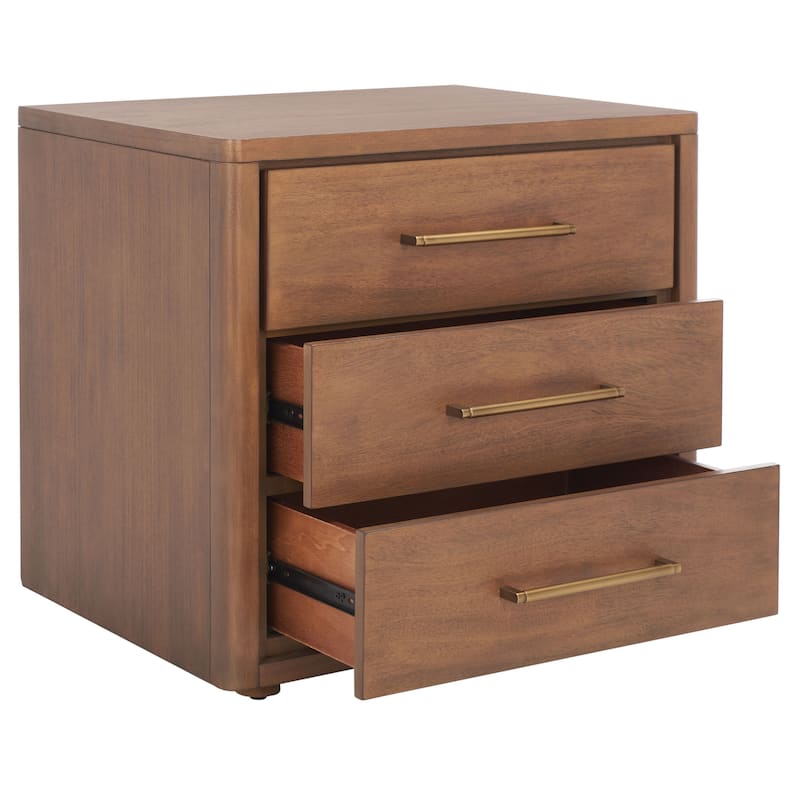 SAFAVIEH Couture Rolfke 3-Drawer Wood Nightstand