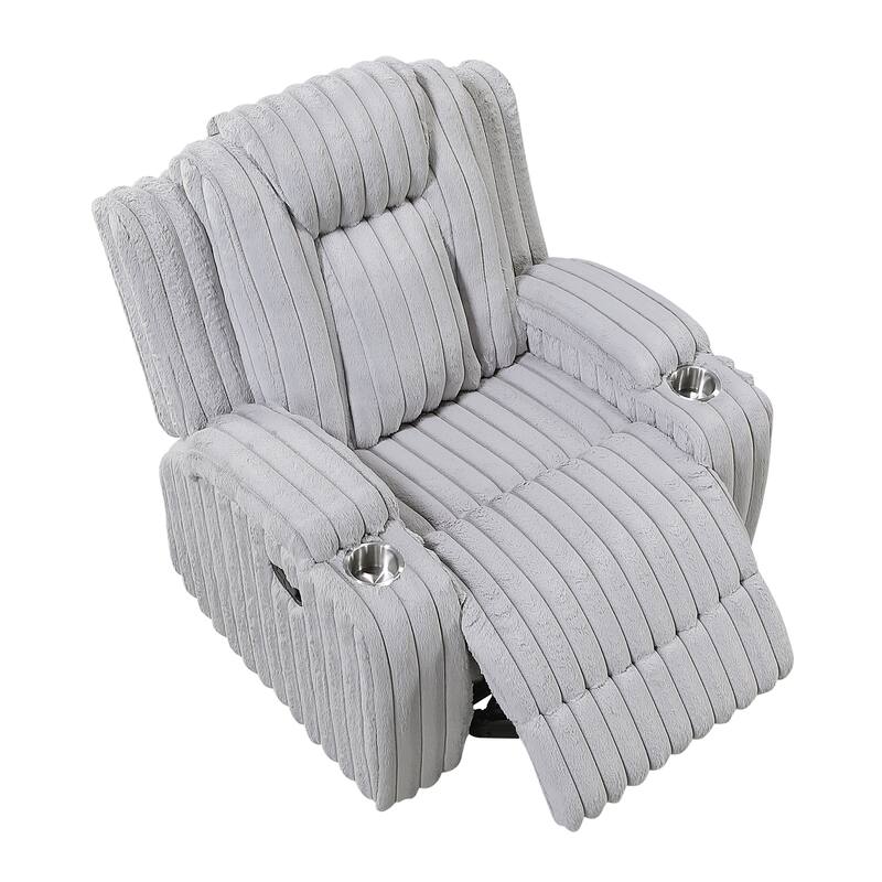 Brynda 38" Corduroy Manual Reclining Chair with Cup Holders