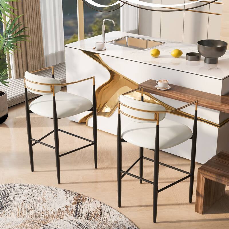 Barstools Set Of 2,Upholstered Bar Stools With Back