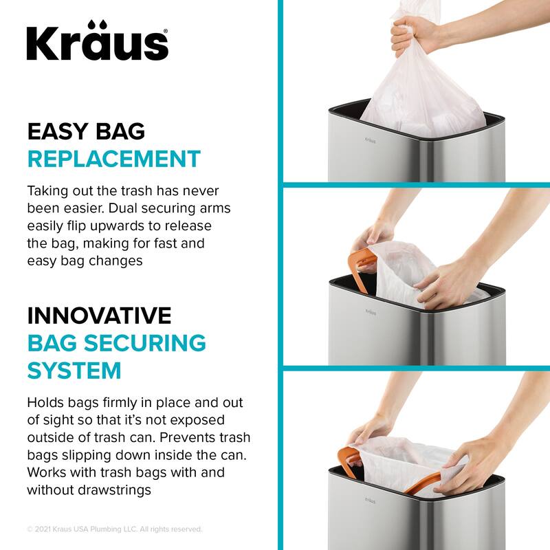 KRAUS GarbagePro Touchless Motion Sensor Stainless Steel Trash Can