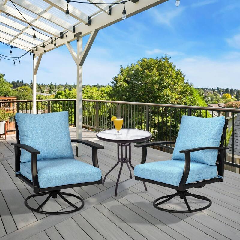 Aoodor Outdoor Deep Seat Cushion Set, Waterproof Patio Furniture Cushions with Adjustable Straps & Removable Cover, Set of 2