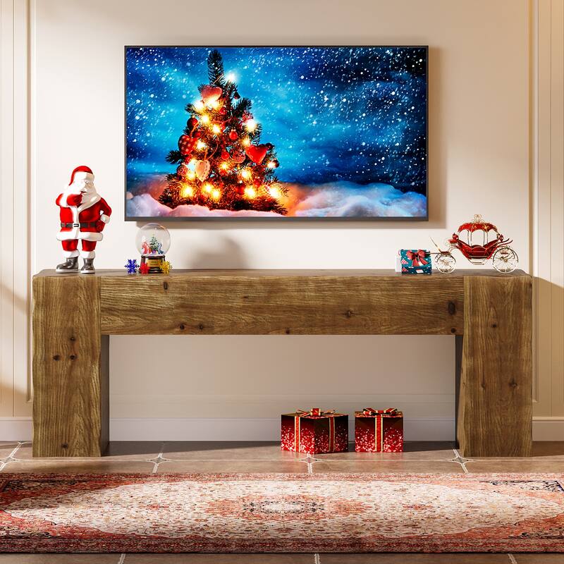 63 Inches Solid Wood TV Stand, Rustic Media Console for 65 Inches TV