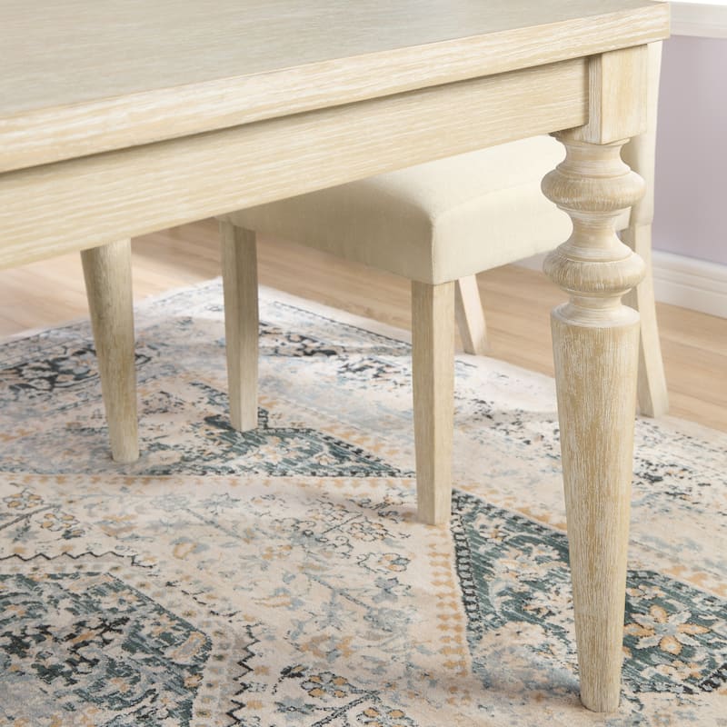 Roundhill Amonia 5-piece Dining Set, Turned-Leg Dining Table with 4 Tufted Chairs