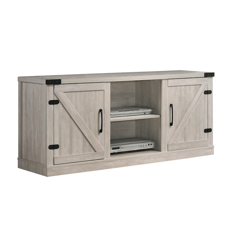 2 Doors and 2 Open Shelves Rectangle TV Stand - Dusty Gray