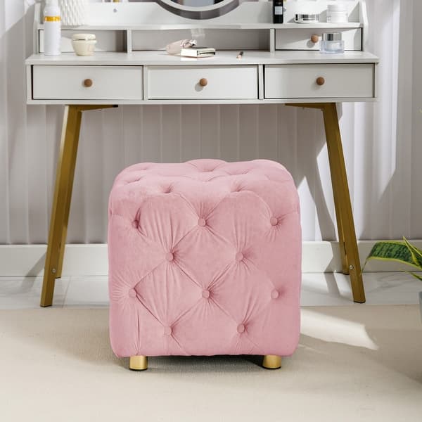 pink velvet stool for dressing table Pink Velvet Accent Chair Living Room Upholstered Vanity Dressing Stool Tub  Sofa