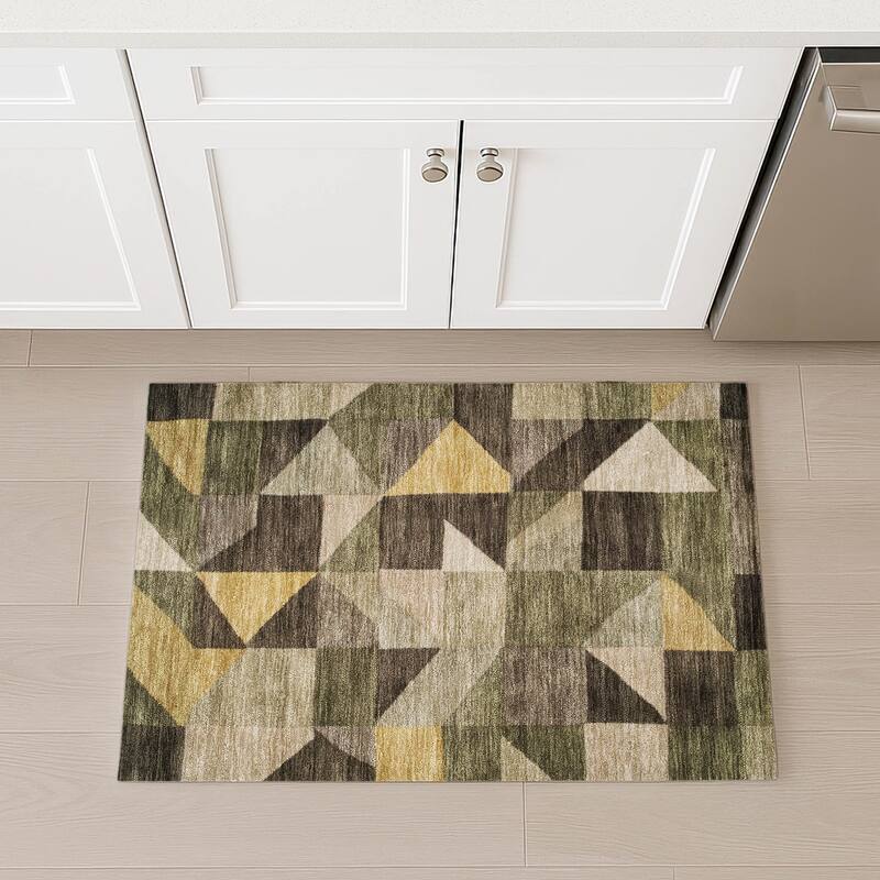 Machine Washable Indoor/ Outdoor Geo Rubi Chantille Rug