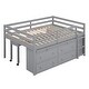 preview thumbnail 64 of 144, Twin/Full Size Low Loft Bed with Retractable Writing Desk and 4 Drawers, Wooden Loft Bedframe w/ Lateral Portable Desk & Shelves