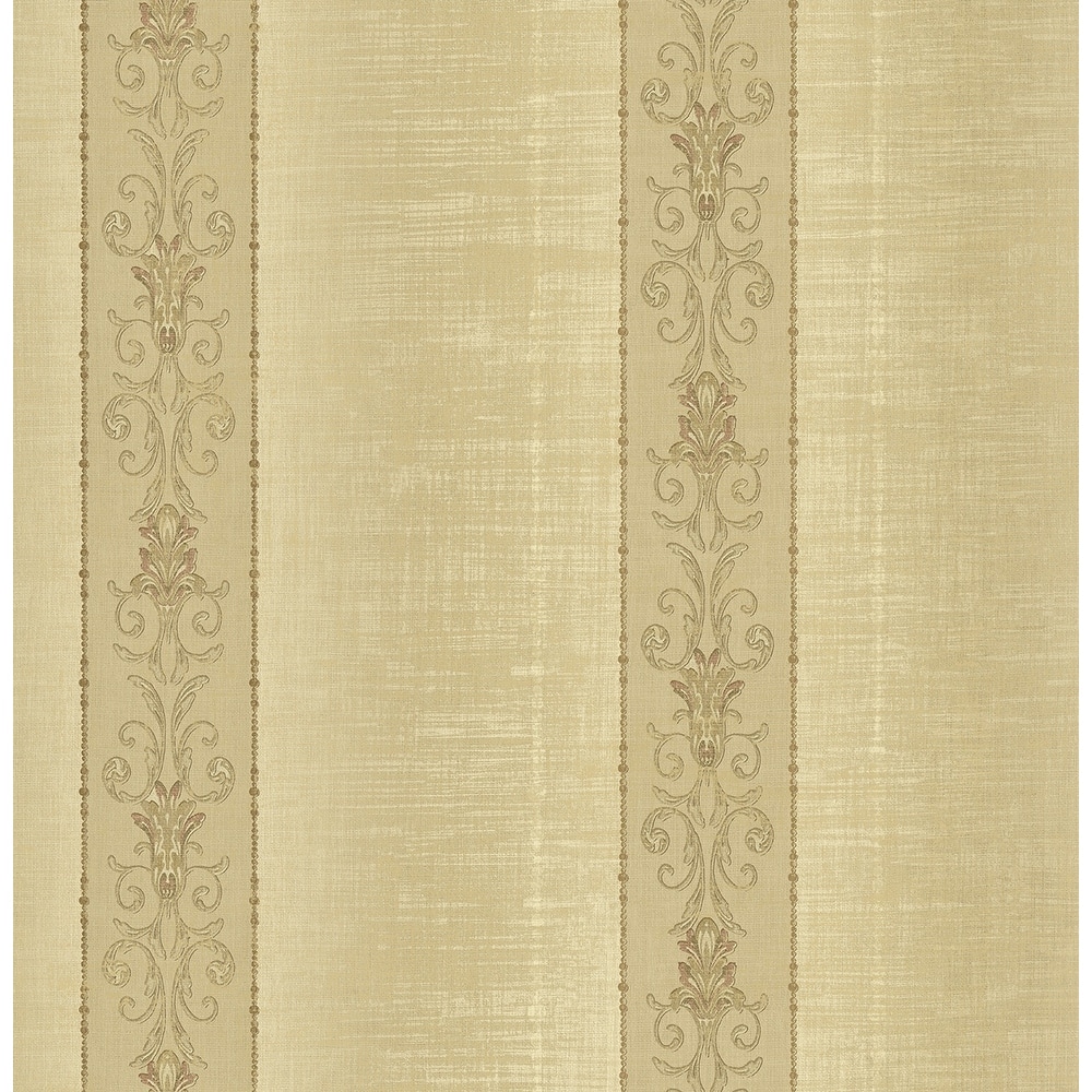 Seabrook Designs Virna Scrolls & Stripes Unpasted Wallpaper