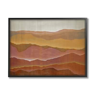 Stupell Warm Glowing Mountain Range Overlay Desert Landscape Framed Wall Art, Design by Liz Jardine