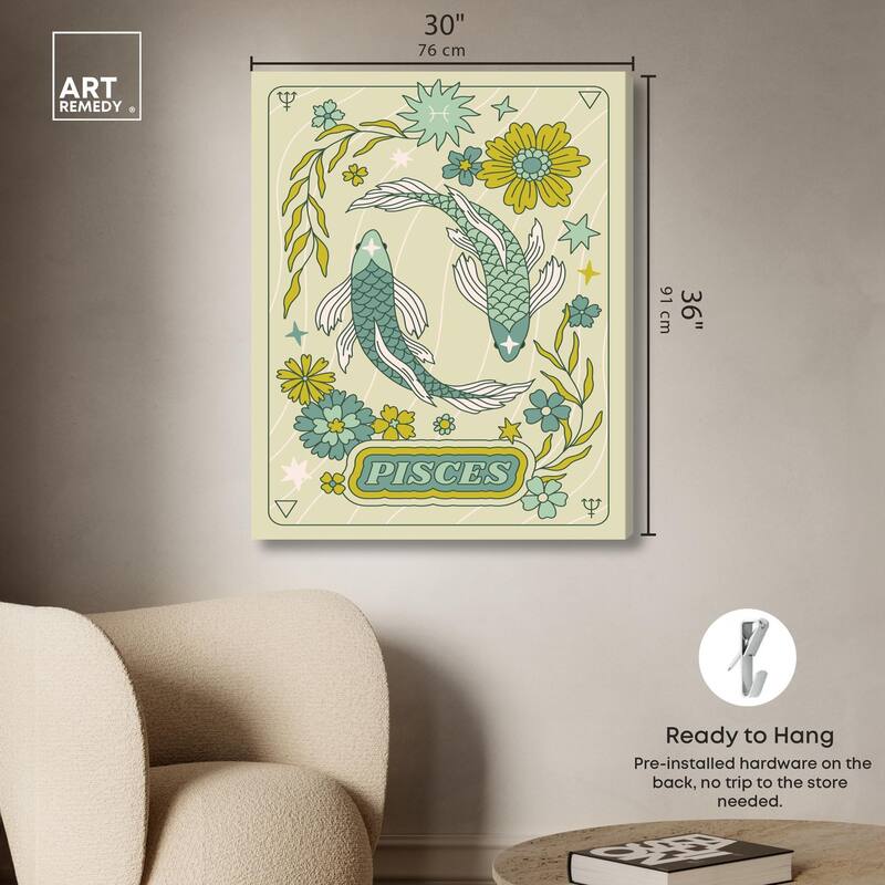 Pisces Stars Card Canvas by Art Remedy, Gallery Wrapped