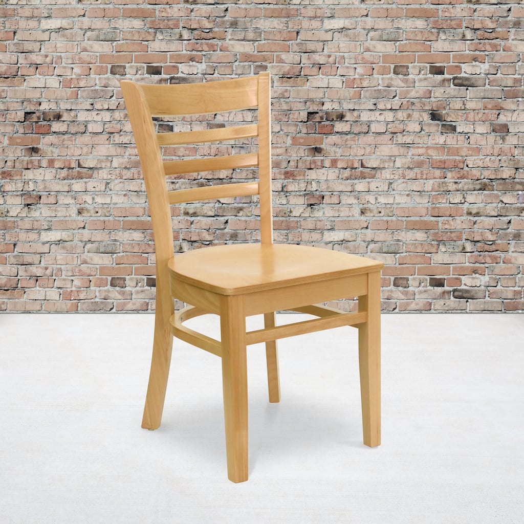 Wooden Ladder Back Restaurant Dining Chair - 17.25"W x 20"D x 33.75"H
