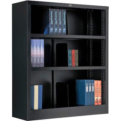 All Steel Bookcase 36" W x 12" D x 42" H Black 3 Openings - 12"L x 36"W x 42"H