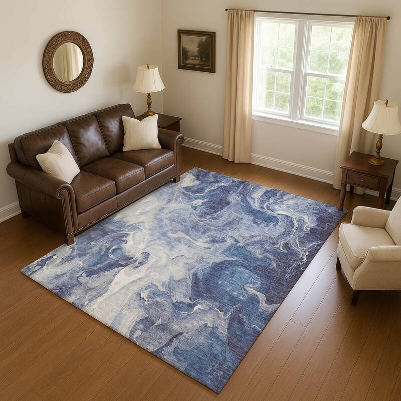 Premium Washable Super Soft Modern Chic Mayfield Rug - Blue - 5' x 7'6"