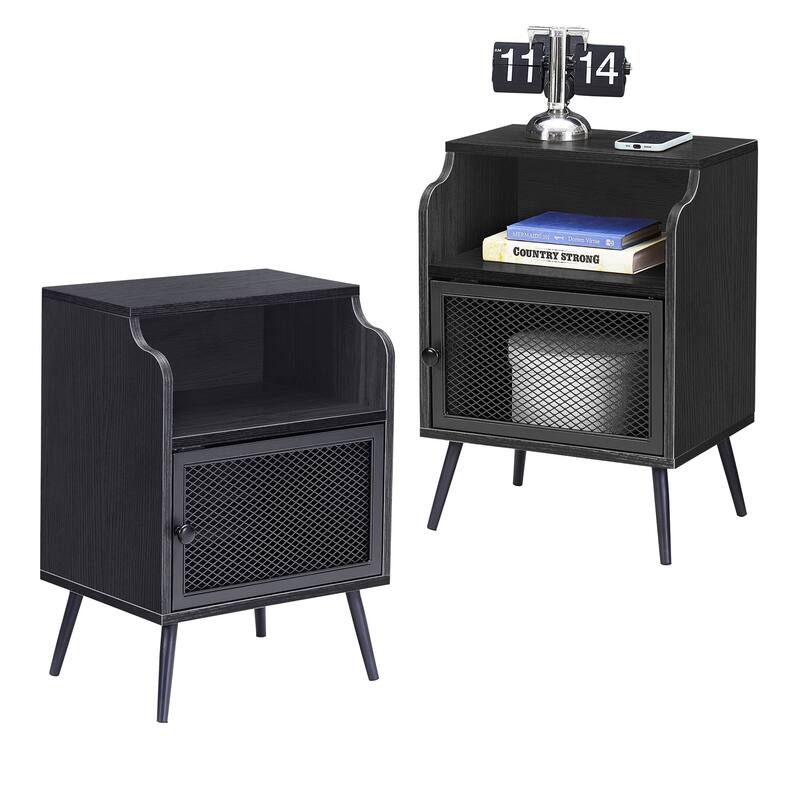 VECELO Mid-century Modern Nightstand, Brown Side Table/End Table/Nightstand/Bedside Table