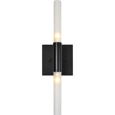 Industrial Style Wall Sconce with Tubular Shade - 7.75" - Black and White