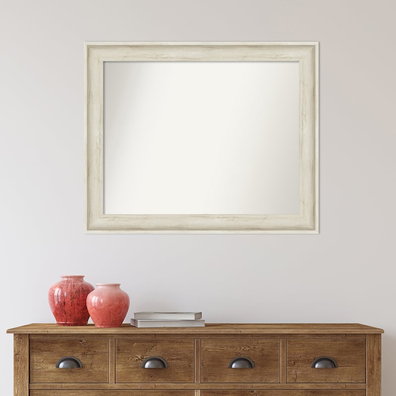 Non-Beveled Wall Mirror - Regal Birch Cream Frame