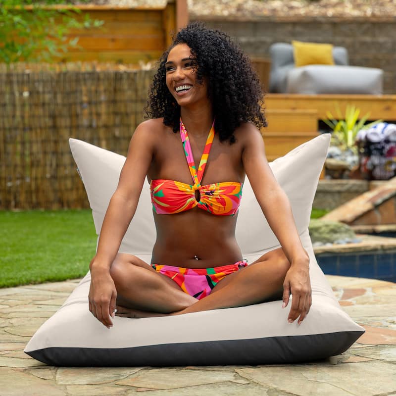 Deshi Sunbrella Patio Bean Bag Lounge Chair by Havenside Home - Pearl
