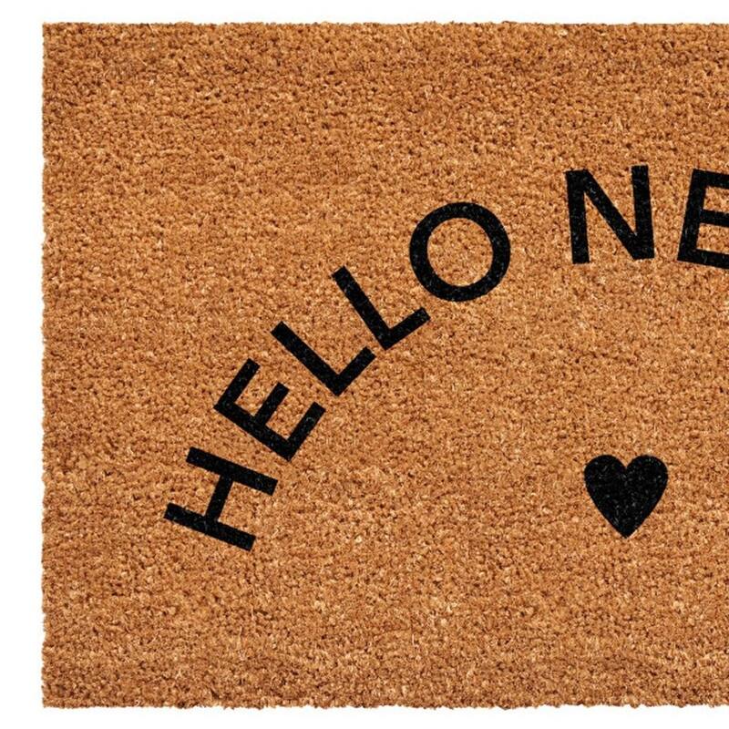 HomeRoots 17" X 29" Brown And Black Hello New Day Outdoor Coir Door Mat - 17.00' X '29.00