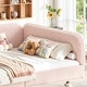 preview thumbnail 116 of 124, Bonwell Upholstered Teddy Fleece Montessori Floor Bed with Half-Enclosed & Curved Guardrails for Kids by GDFStudio