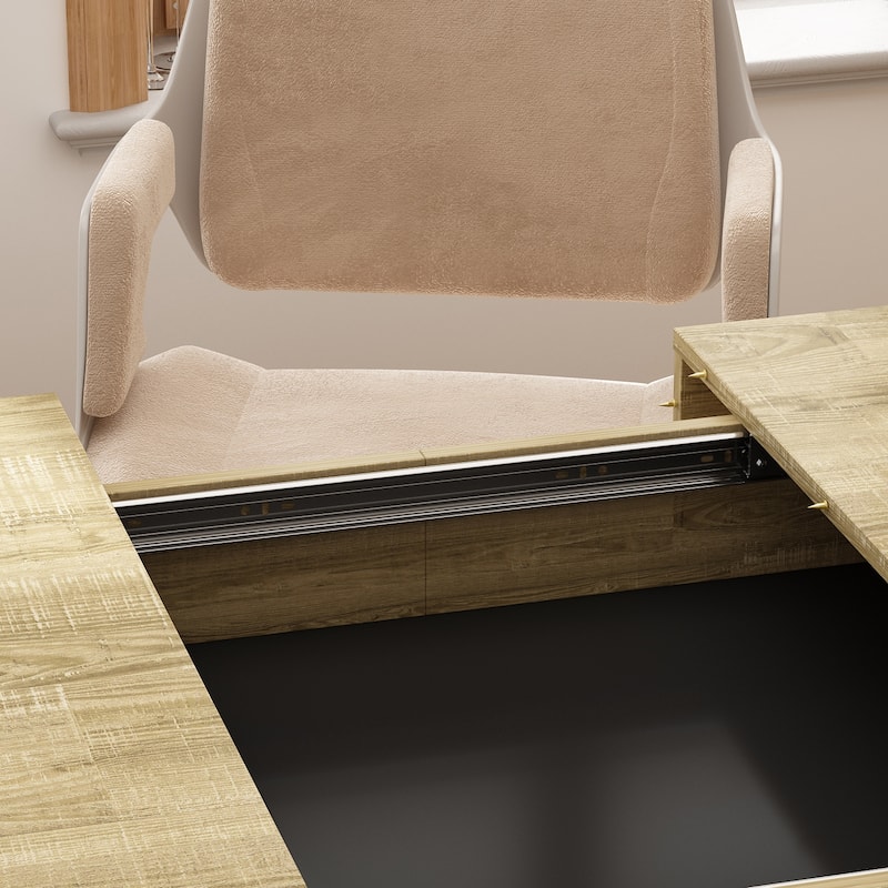 Extendable Dining Room Table Wood Finish Top Computer(Black/White)