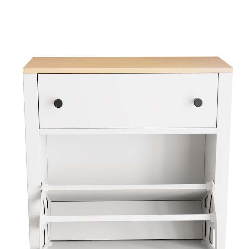Entryway Shoe Cabinet with 2 Flip Drawers
