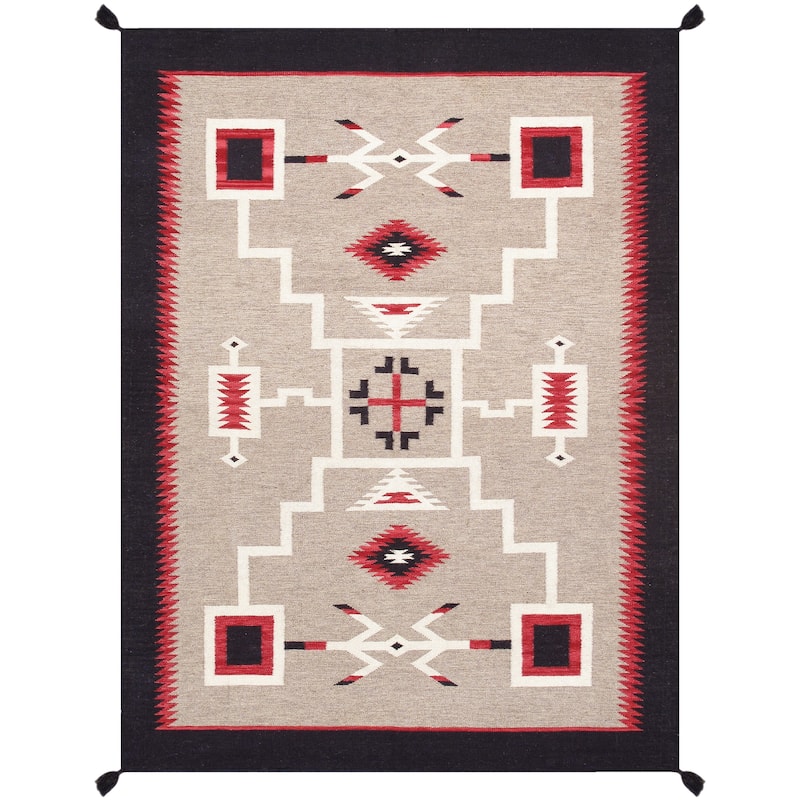 Pasargad Home Tuscany Reversible Wool Mocha Area Rug - 5' 2'' X 6'11'' - 5' 2'' X 6'11'' - Mocha