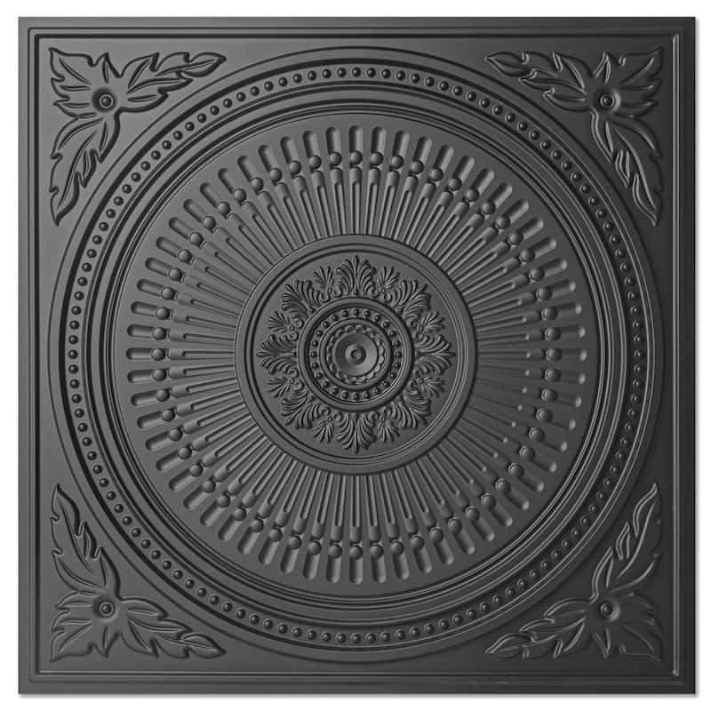 Art3d 12-Pack Drop Ceiling Tiles 24''X24'', Decorative PVC Ceiling Panels - Black