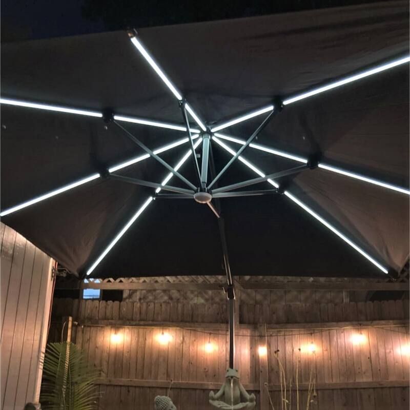 PURPLE LEAF 10 ft Square 360 Degree Rotation Patio Cantilever Umbrella