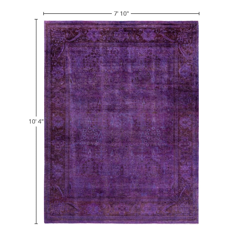 Overdyed One-of-a-Kind Hand-Knotted Area Rug - Purple - 7' 10" x 10' 4"