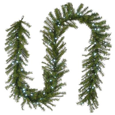 9 ft. Fir Garland with White LED Lights - Green