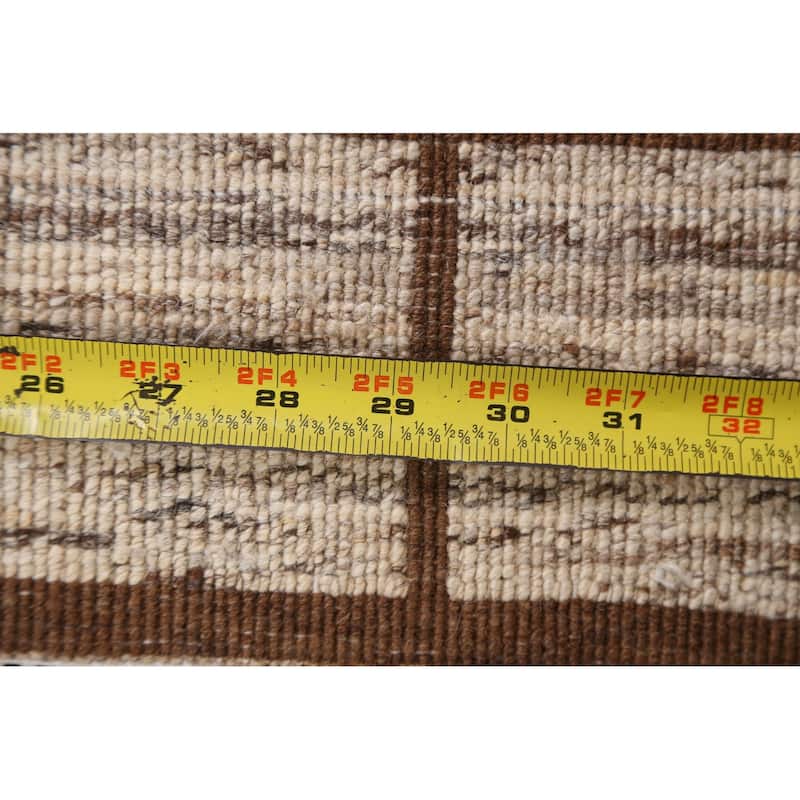 Hand Knotted Oriental 100% Wool Carpet Tribal All-Over Brown Gabbeh Area Rug - 6' 6'' X 5' 0''