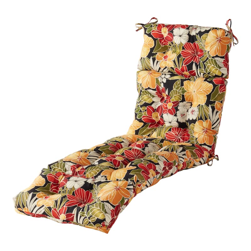 Greendale Home Fashions Aloha Floral Outdoor Chaise Lounge Cushion - Aloha Black Floral