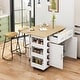 preview thumbnail 2 of 41, Rolling Kitchen Island on Wheels, Drop Leaf Kitchen Cart with Seating, Breakfast Bar Set with 2 Bar Stools and Wine Storage