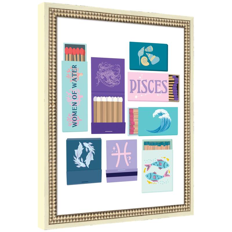 Kate and Laurel Pisces Matchbooks 14x18 FC by Megan Ryan Framed Wall Art Print