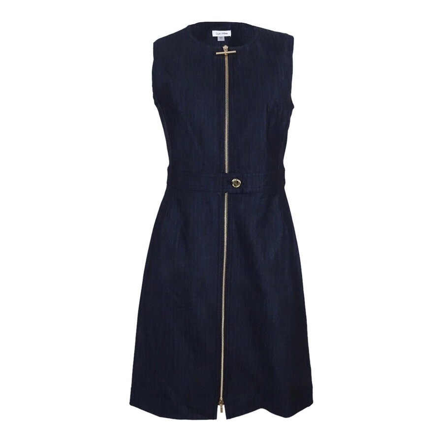 calvin klein denim dress zipper