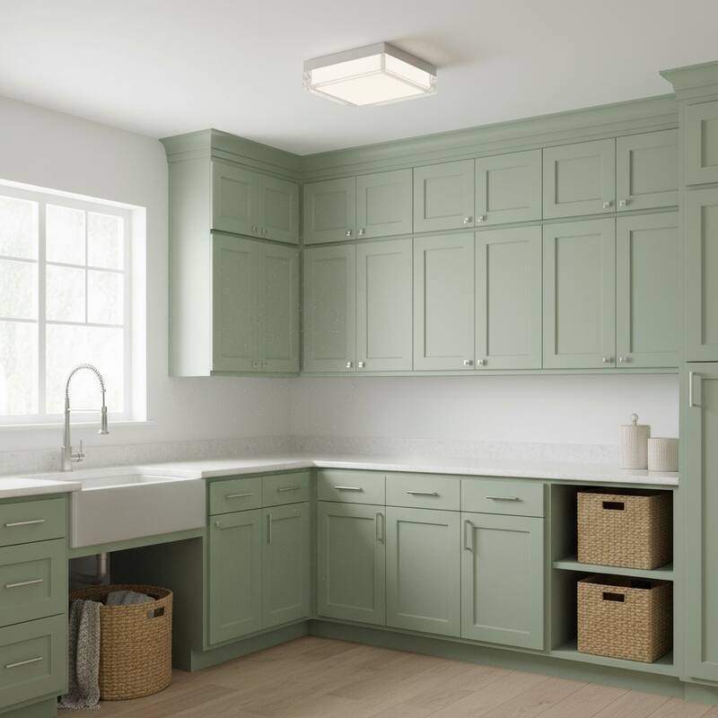 8 Inch Square LED Flush Mount Light Acrylic Diffuser 1500 Lumens Dimmable