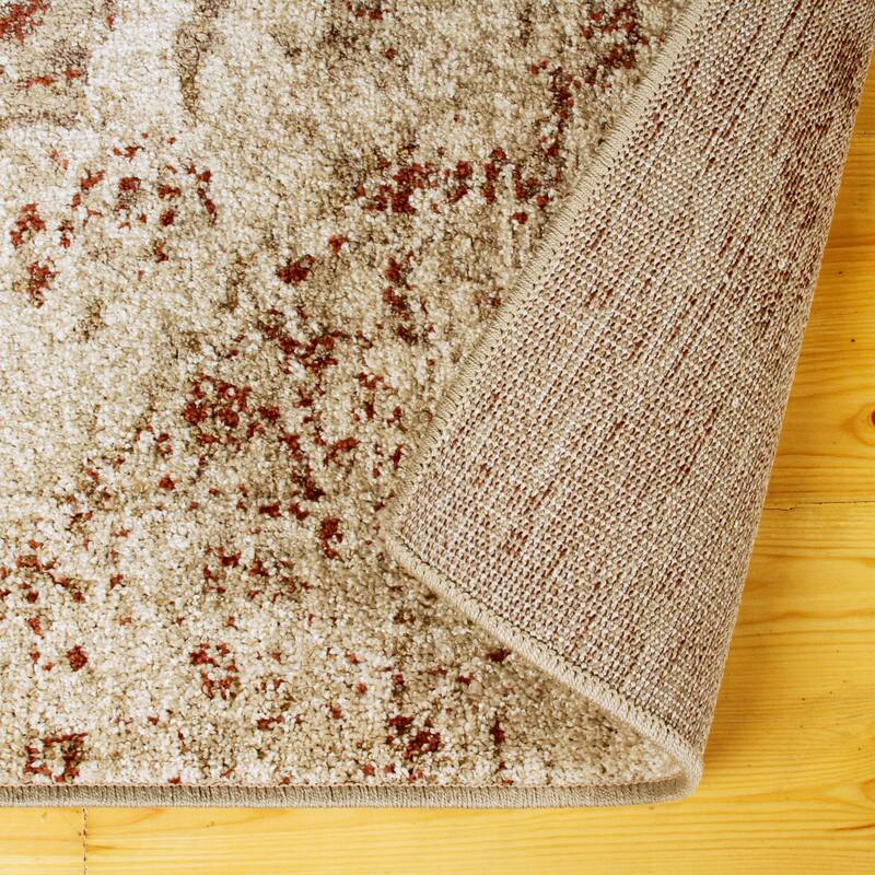 Superior Ombre Distressed Medallion Rustic Area Rug