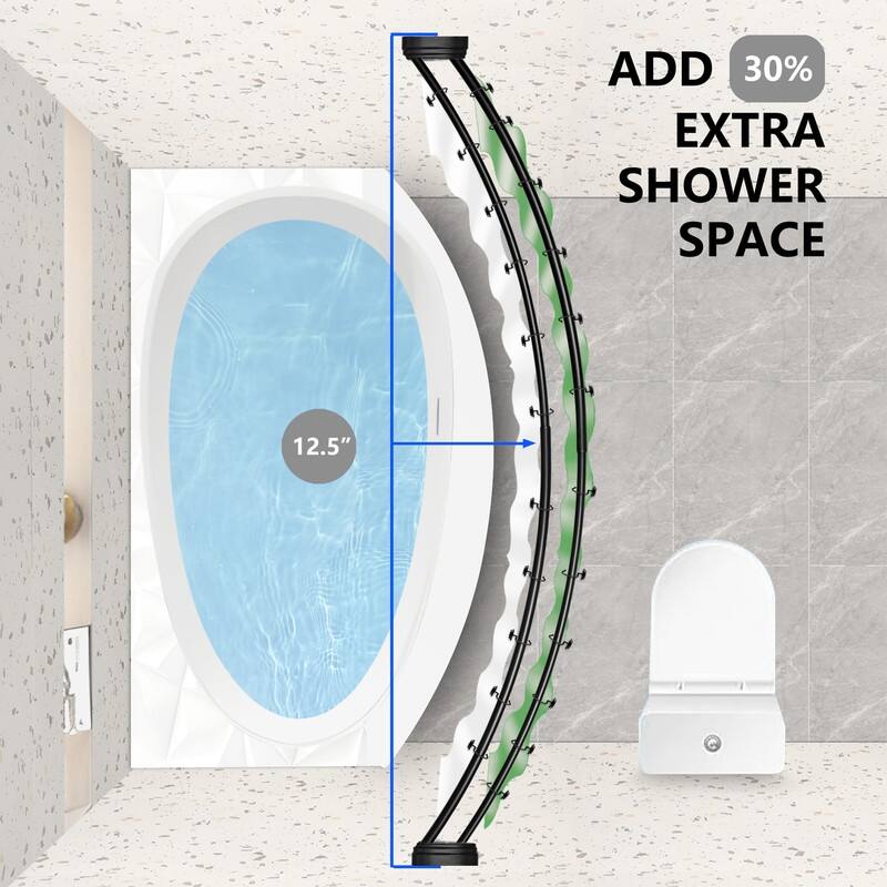 Utopia Alley Rustproof Wall Mounted Aluminum Double Curved Shower Curtain Rod, Screw Mount Rod, Adjustable Rod from 45" to 72"
