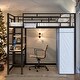 preview thumbnail 2 of 38, Metal & Wood Full Size Loft Metal Bed with Desk,Power Outlet,LED and Wardrobe