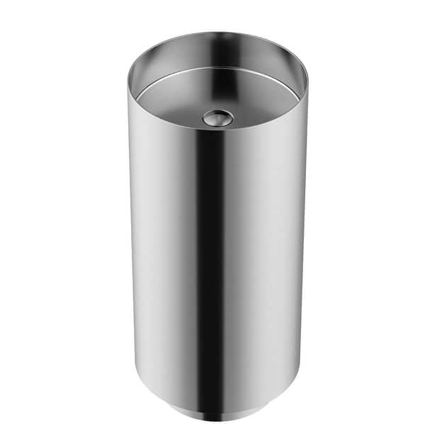 slide 2 of 8, Karran Cinox Stainless Steel Round Pedestal Sink Stainless Steel