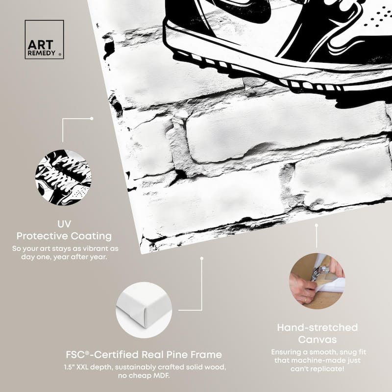 Brick City Jordans Canvas by Art Remedy, Gallery Wrapped